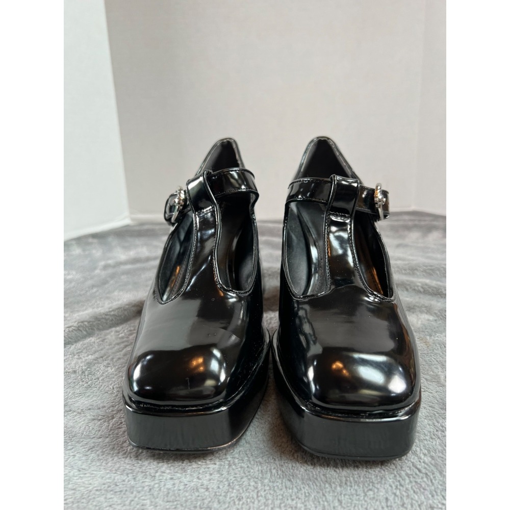 Circus NY Sam Edelman Platform Mary Jane Shoes Sz 11 Black Patent Chunky Goth - Picture 10 of 10